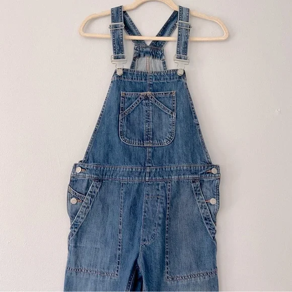 GAP Relaxed Ankle Denim Overalls Medium Indigo - Picture 4 of 16
